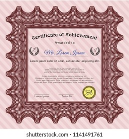 Red Diploma template. With complex linear background. Elegant design. Customizable, Easy to edit and change colors. 