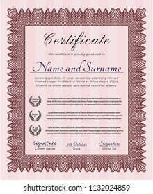 Red Diploma template. Customizable, Easy to edit and change colors. With complex background. Lovely design. 