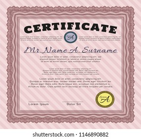 Red Diploma template. Customizable, Easy to edit and change colors. With guilloche pattern. Perfect design. 