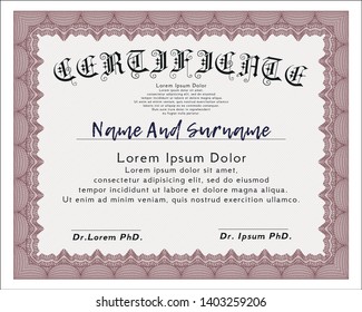 Red Diploma template. Customizable, Easy to edit and change colors. Easy to print. Money Pattern. 