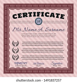 Red Diploma template. Customizable, Easy to edit and change colors. With linear background. Superior design. 