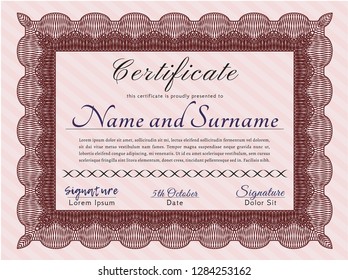 Red Diploma template. Detailed. Printer friendly. Perfect design. 