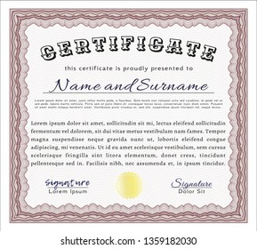 Red Diploma template. Detailed. With quality background. Nice design. 