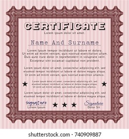 Red Diploma template. Detailed. With quality background. Sophisticated design. 