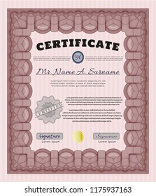 Red Diploma template. Easy to print. Nice design. Customizable, Easy to edit and change colors. 
