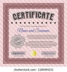 Red Diploma template. Easy to print. Vector illustration. Money style design. 