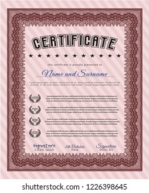 Red Diploma template. Easy to print. Detailed. Cordial design. 