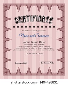 Red Diploma template. Easy to print. Lovely design. Vector illustration. 