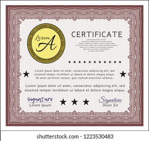 Red Diploma template. Excellent design. With great quality guilloche pattern. Customizable, Easy to edit and change colors. 