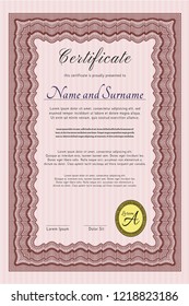 Red Diploma template. With great quality guilloche pattern. Customizable, Easy to edit and change colors. Cordial design. 