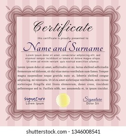 Red Diploma template. With great quality guilloche pattern. Money design. Customizable, Easy to edit and change colors. 