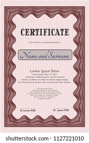 Red Diploma template. With guilloche pattern and background. Customizable, Easy to edit and change colors. Money Pattern. 