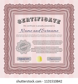 Red Diploma template. With guilloche pattern and background. Customizable, Easy to edit and change colors. Money design. 