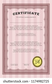 Red Diploma template. With guilloche pattern. Nice design. Customizable, Easy to edit and change colors. 