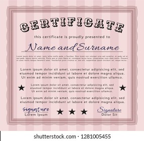 Red Diploma template. With guilloche pattern and background. Detailed. Excellent design. 