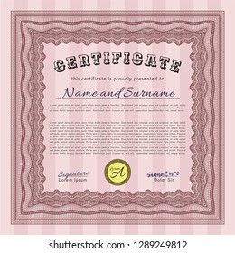 Red Diploma template. With guilloche pattern. Retro design. Customizable, Easy to edit and change colors. 