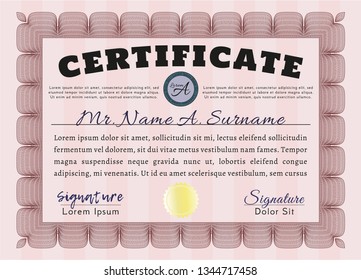 Red Diploma template. With guilloche pattern and background. Customizable, Easy to edit and change colors. Beauty design. 