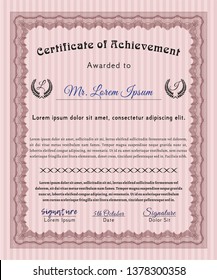 Red Diploma template. With guilloche pattern and background. Detailed. Lovely design. 