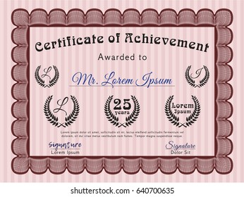 Red Diploma template. With guilloche pattern. Retro design. Customizable, Easy to edit and change colors. 