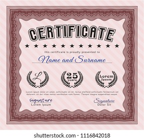 Red Diploma template. With linear background. Superior design. Customizable, Easy to edit and change colors. 