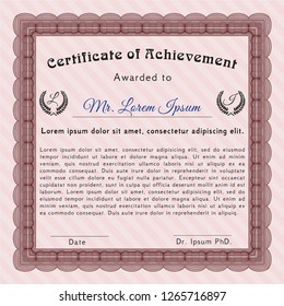 Red Diploma template. With linear background. Customizable, Easy to edit and change colors. Money Pattern. 