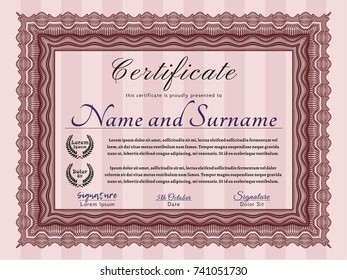 Red Diploma template. With linear background. Customizable, Easy to edit and change colors. Nice design. 