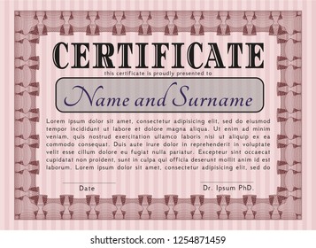 Red Diploma template. Money Pattern design. Detailed. With quality background. 