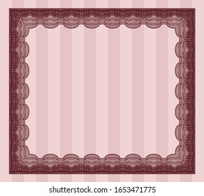 Plantilla de Diploma Rojo. Diseño de patrón de dinero. Ilustración vectorial. Con un fondo complejo. 