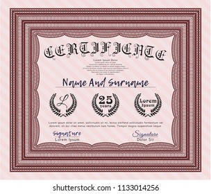Red Diploma template. Nice design. With guilloche pattern. Customizable, Easy to edit and change colors. 