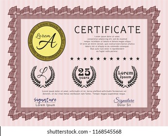 Red Diploma template. Perfect design. Vector illustration. With quality background. 