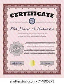 Red Diploma template. Perfect design. Detailed. With linear background. 