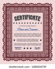 Red Diploma template. Printer friendly. Retro design. Detailed. 