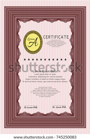 Red Diploma template. Printer friendly. Excellent design. Customizable, Easy to edit and change colors. 
