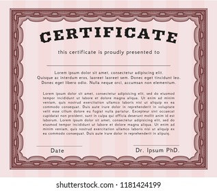 Red Diploma template. With quality background. Detailed. Money style design. 