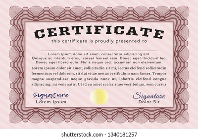 Red Diploma template. With quality background. Modern design. Vector illustration. 