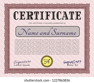 Red Diploma template. Retro design. With guilloche pattern and background. Customizable, Easy to edit and change colors. 