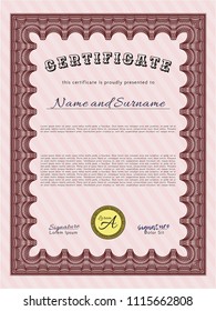 Red Diploma template. Sophisticated design. Printer friendly. Customizable, Easy to edit and change colors. 