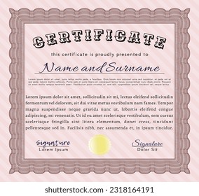Red Diploma template.  Superior design.  With complex background.  Detailed. 