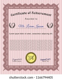Red Diploma. Vector illustration. With background. Good design. 