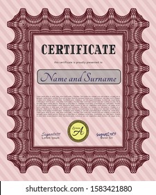 Red Diploma. Vector illustration. Complex background. Money Pattern. 