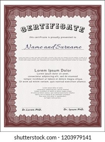 Red Diploma. Vector illustration. Easy to print. Nice design. 