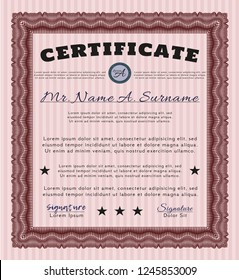 Red Diploma. Vector illustration. Printer friendly. Cordial design. 