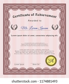 Red Diploma. Vector illustration. With quality background. Cordial design. 