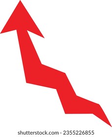 Flecha de dirección roja sobre un fondo blanco