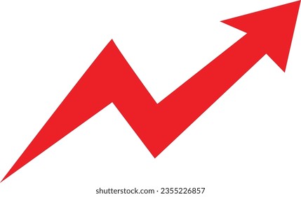Red direction arrow on a white background