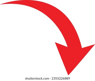 Red direction arrow on a white background