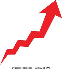Red direction arrow on a white background
