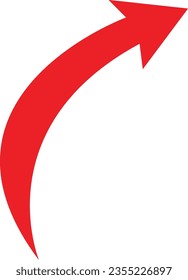 Flecha de dirección roja sobre un fondo blanco