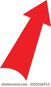 Red direction arrow on a white background