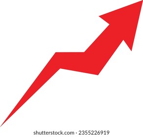 Red direction arrow on a white background